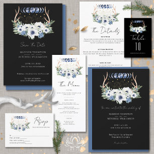 Moon Crystals Blume Boho Metaphysische Hochzeit RSVP Karte