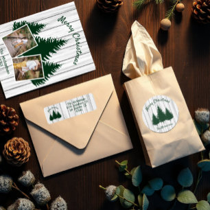 Ländliches Weihnachten im Wald Runder Aufkleber