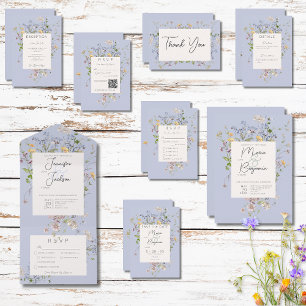 Delikate Boho Wildblumen Periwinkle Wedding Save The Date
