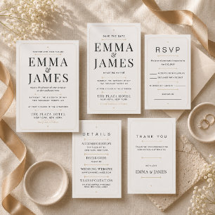 Editierbare moderne Serif-Luxus-Hochzeitseinladung Einladung