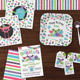 3 Entsprechende farbenfrohe und Coole Monstermuste Geschenkpapier Set