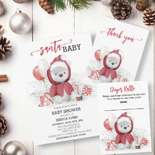Diaper Raffle Santa Baby Polar Teddy Bear Begleitkarte