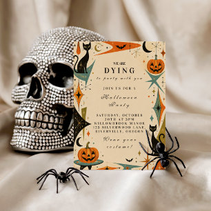 Elegante Retro-Halloween-Party Runder Aufkleber
