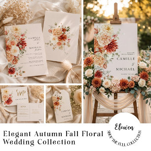 Herbst Burgunder Hochzeit RSVP  Postkarte