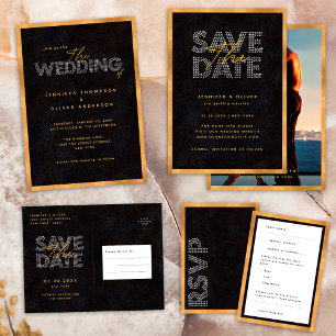 Black Gold Luxury Wedding RSVP Food Allergien
