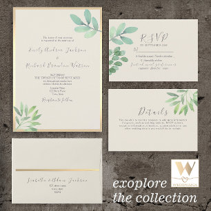Eukalyptus Greenery Gold Wedding All In One Einladung