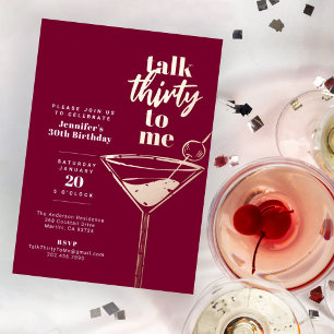 Rede dreißig mit mir, 30. Geburtstag Cocktail-Part Quadratischer Aufkleber