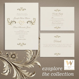 Vintages Barock Rokoko Gold Wedding Menu Menükarte