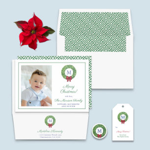 Classic Boxwood Wreath Red Green Frohe Weihnachten