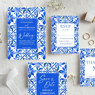 Blue Talavera Fliesen Vintag mexikanische Hochzeit Save The Date