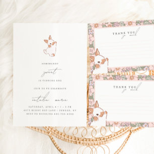 Floral Spring Ostermädchen Dankeschön Karte