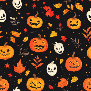Fun Halloween Pumpkin und Blätter drucken Einladung