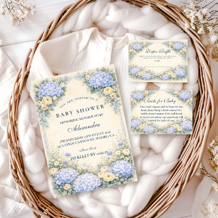 Staubblaue Hortensien-Barock-Blumen-Baby-Party Serviette