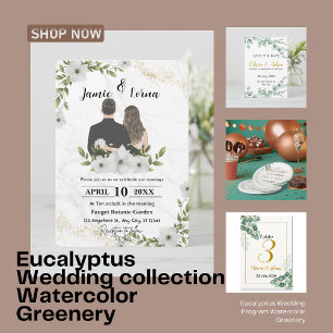 Einladung zur Hochzeitsfeier mit weißer grüner Flo