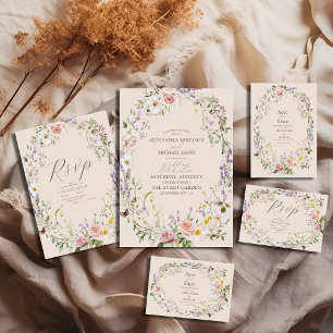 Boho Wildblume Floral Wedding RSVP Karte