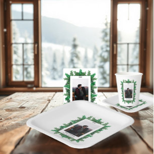 Foto der Weihnachtsbaumzweige Geschenkanhänger