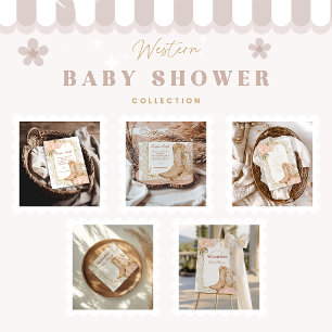 Rustikales Cowgirl Boots Flora Diapper Raffle Begleitkarte