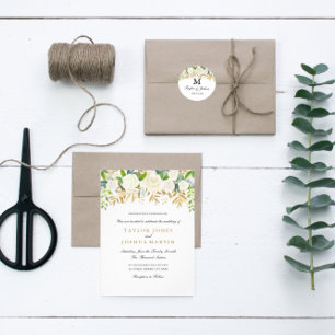 Gold Floral Leaf Wasserfarbe Einladung