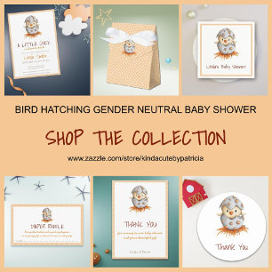 White Orange Baby Bird Nest Neutral Baby Shower Einladung