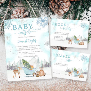 Bücher für Baby Winter Woodland Blue Baby Dusche Begleitkarte