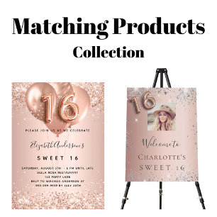 Budget Sweet 16 Rose Goldballons Einladung