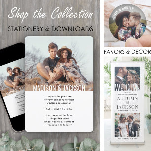 Moderne Minimalistische Alles-in-Einem QR RSVP 2 F Einladung