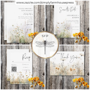 Rustikales Sommerfeld der Wildblumen Save The Date