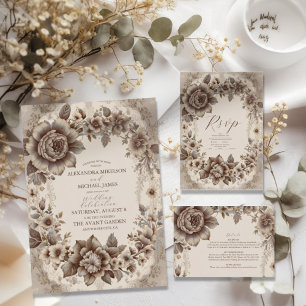 Vintage Jugendstil-Hochzeit All In One Einladung