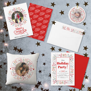 Berry, Blatt Rot Happy Holidays Weihnachts-Foto Seidenpapier