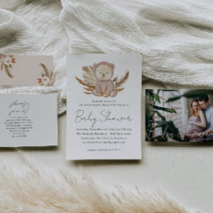 Moderne Typografie mit Foto Baby Dusche Einladung