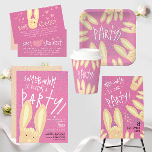 Ostergeburtspass Bunny Pastel Pink Dots Party Pappteller