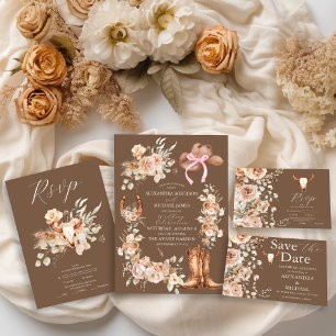 Boho Floral Western Wedding Save The Date
