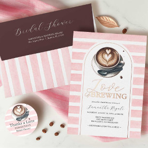 Rosa und Rose Gold Coffee Brautparty Thema Folieneinladung