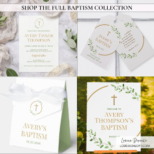 Chic Gold Cross Wasserfarbe Custom Foto Taufe Einladung