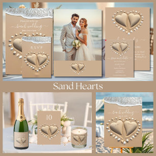 Beach Wedding Sand Hearts- Tischnummer