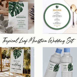 Green Monstera Leaf Wedding Tischnummer