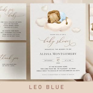 Blue Lion Baby Shower Labels Etiketten