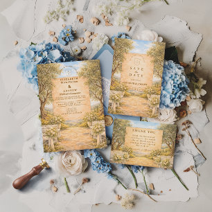 Spanische Olivenhain-Hochzeit RSVP Karte