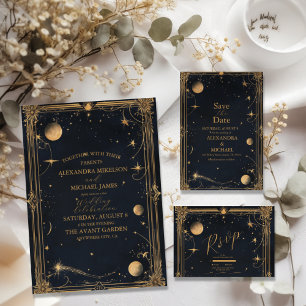 Vintage Mondstars Hochzeit RSVP Karte