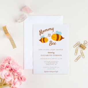 Mommy to Bee Baby Shower Niedlich Kawaii Neutral Einladung