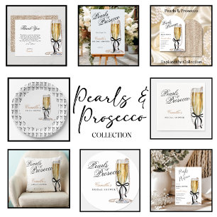 Perlen & Prosecco schwarzer Bogen Brautparty Kissen
