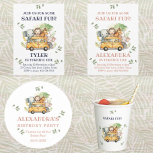 Fun Pink Safari Girl Jungle Geburtstag Vielen Dank Runder Aufkleber