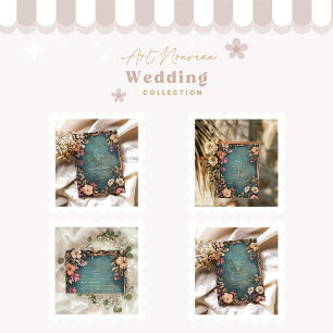 Vintage Aquamarine Hochzeit im botanischen Jugends Einladung