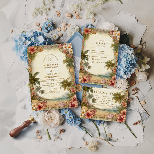 Inseln Botanische Florale Hochzeit Dankeskarte
