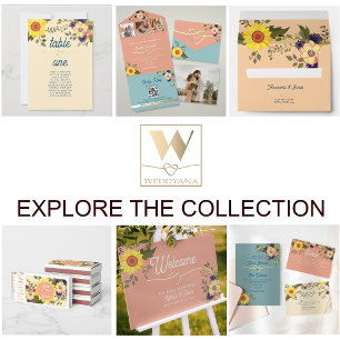 Boho Floral Yellow Pink und Blue Wedding Einladung