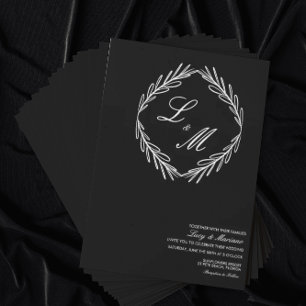 Hochzeitslogo für mit Monogramm Skriptzweige C Einladung