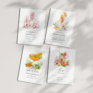 Elegante Rosé-Champagner-Gartenhochzeit Einladung