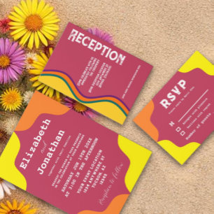 Retro Southwestern Waves Hochzeitsempfang Begleitkarte