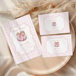 Pink Pumpkin Bow Girl Babydusche Raffle Diapper Begleitkarte