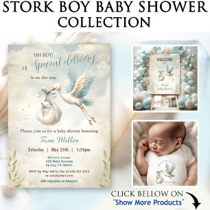 Stork Baby Shower Boy Blue Vintag Zent Fevor Box Geschenkschachtel